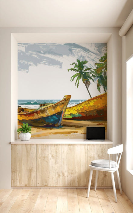 Bateaux de Pêche sur la Plage Tropicale