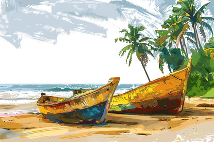 Bateaux de Pêche sur la Plage Tropicale