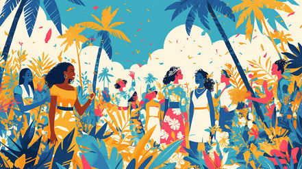 Célébration Tropicale en Couleurs Vives