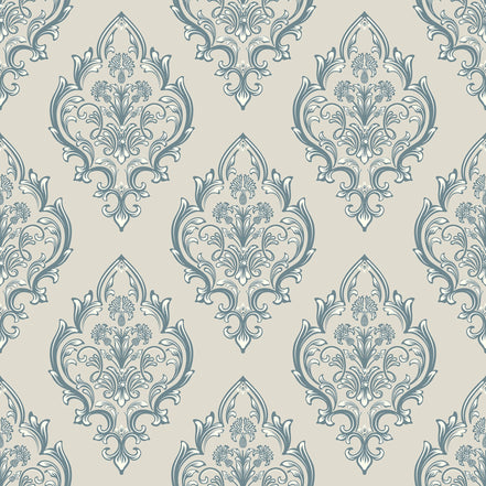 Damas Baroque Bleu Poudré