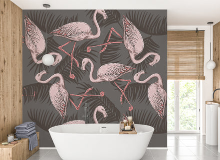Élégance Rétro des Flamants Roses