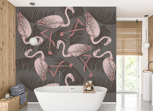 Élégance Rétro des Flamants Roses