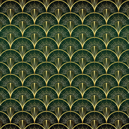 Éventails Art Déco Sombre et Or