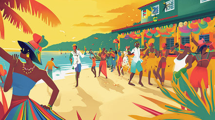 Fête Colorée sur la Plage Tropicale