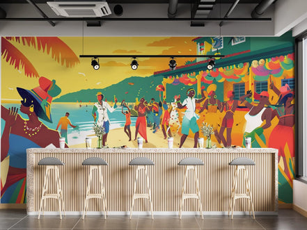 Fête Colorée sur la Plage Tropicale