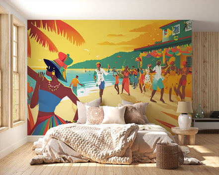 Fête Colorée sur la Plage Tropicale