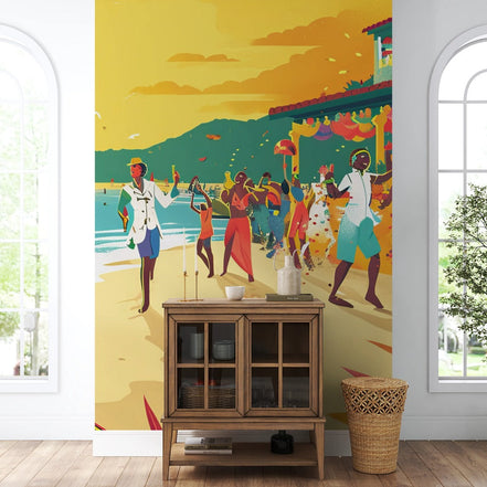 Fête Colorée sur la Plage Tropicale