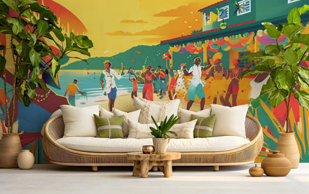 Fête Colorée sur la Plage Tropicale