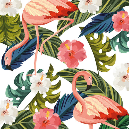 Flamants Roses dans la Jungle Lumineuse