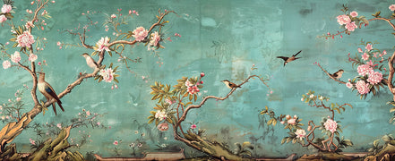 Fresque Céleste de Magnolias et Oiseaux