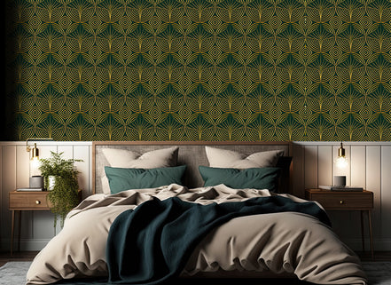 Géométrie Art Déco Émeraude et Or