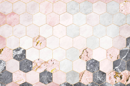 Hexagones de Marbre et Or
