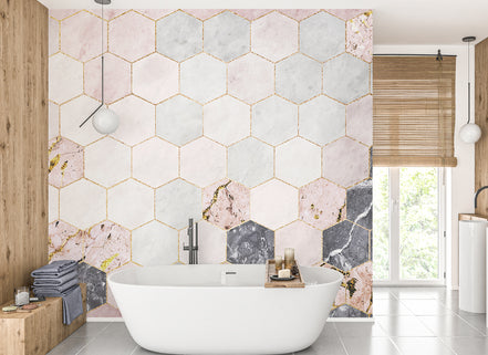 Hexagones de Marbre et Or