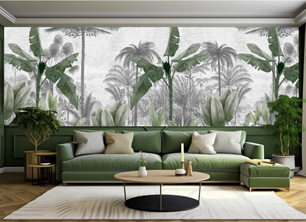 Oasis Tropicale en Noir et Blanc Sublimée