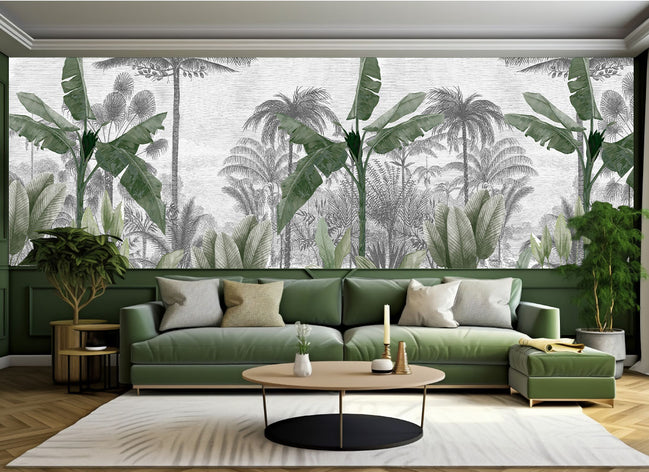 Oasis Tropicale en Noir et Blanc Sublimée