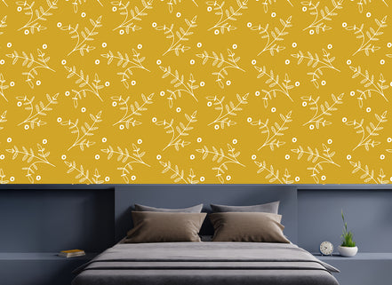 Rameaux Blancs sur Fond Jaune