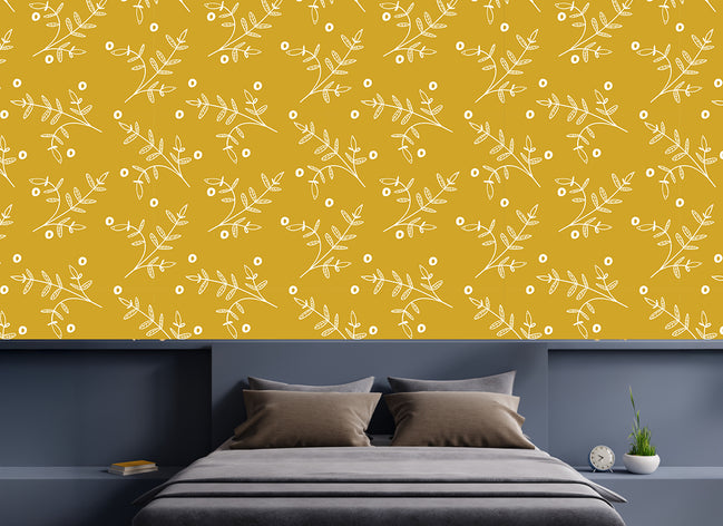 Rameaux Blancs sur Fond Jaune