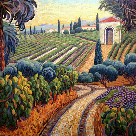 Vignoble Toscan au Coucher du Soleil