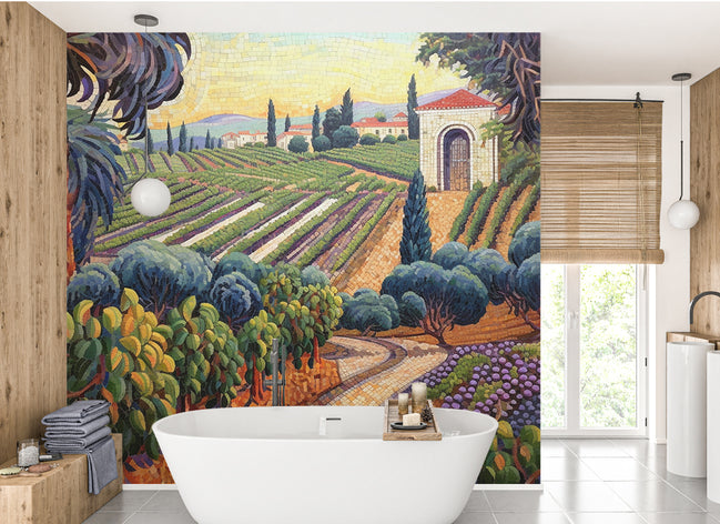 Vignoble Toscan au Coucher du Soleil