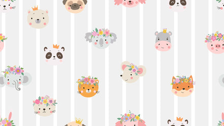 Visages d'Animaux aux Couronnes de Fleurs