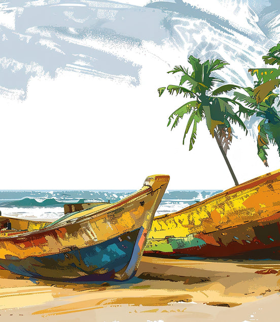Bateaux de Pêche sur la Plage Tropicale