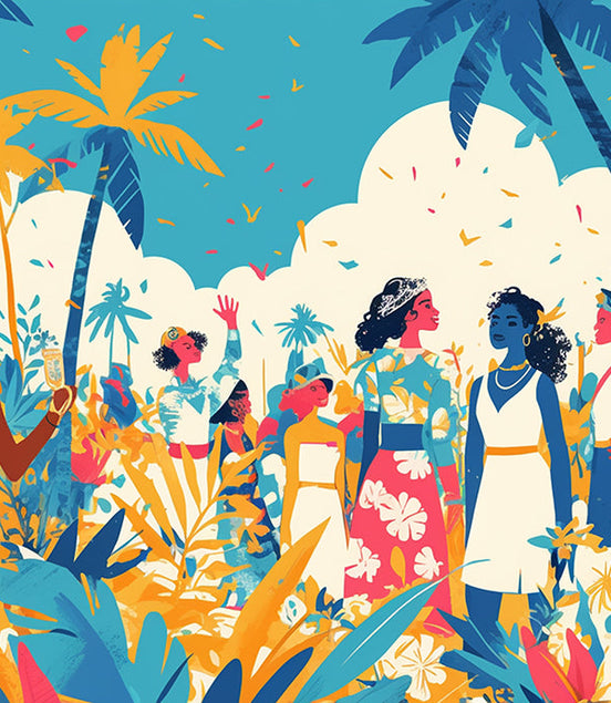 Célébration Tropicale en Couleurs Vives