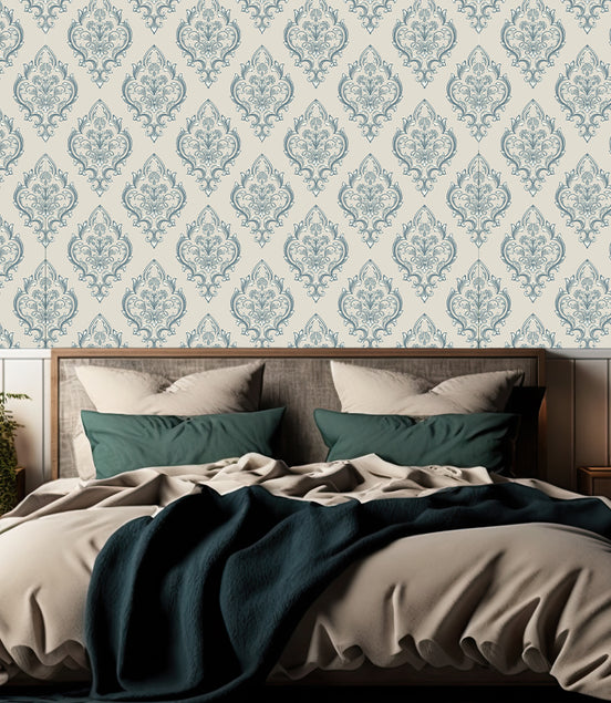 Damas Baroque Bleu Poudré
