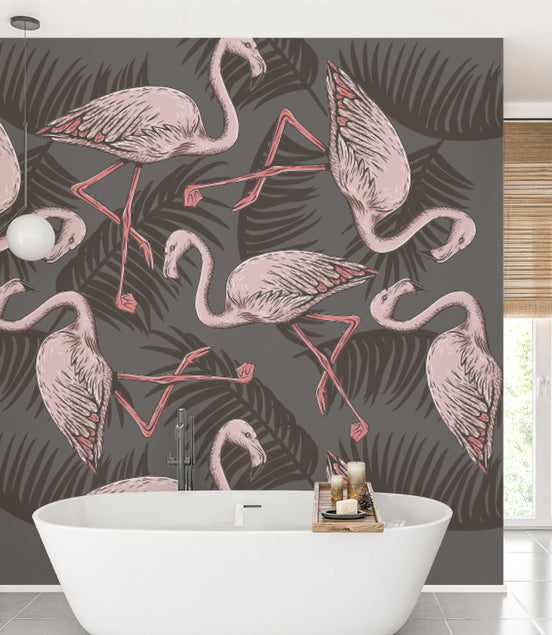 Élégance Rétro des Flamants Roses