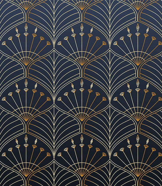 Éventails Art Déco Nuit et Or