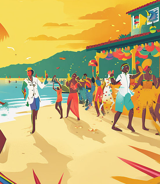 Fête Colorée sur la Plage Tropicale