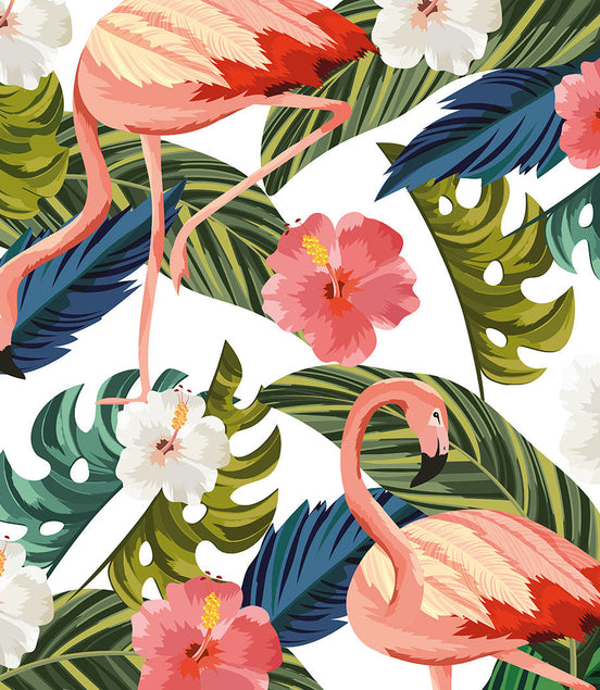 Flamants Roses dans la Jungle Lumineuse