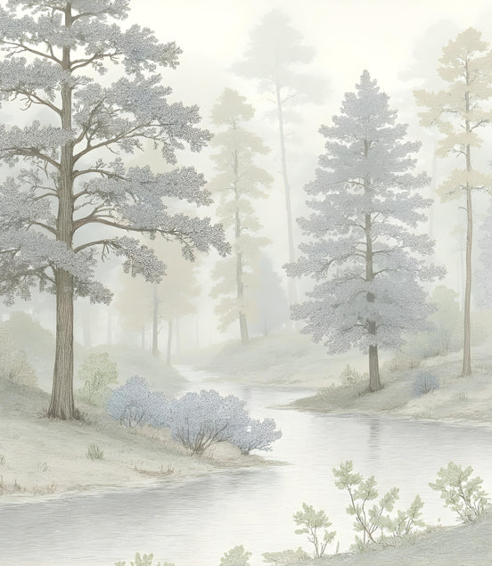 Forêt Brumeuse au Bord de l'Eau