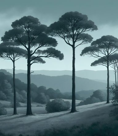 Forêt Crépusculaire et Ciel Nuageux