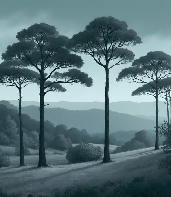 Forêt Crépusculaire et Ciel Nuageux