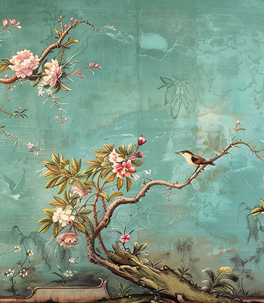 Fresque Céleste de Magnolias et Oiseaux