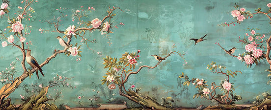 Fresque Céleste de Magnolias et Oiseaux