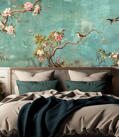 Fresque Céleste de Magnolias et Oiseaux
