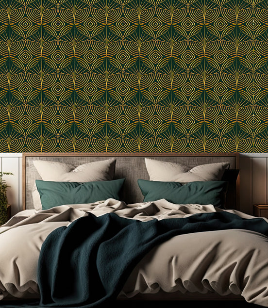 Géométrie Art Déco Émeraude et Or