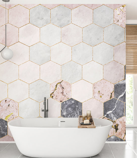 Hexagones de Marbre et Or