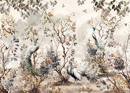 Jardin Enchanté des Paons Blancs