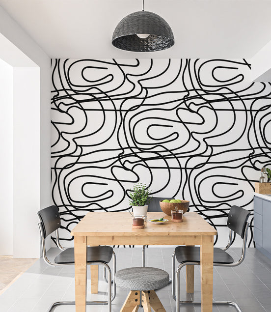 Labyrinthe Organique en Lignes Noires