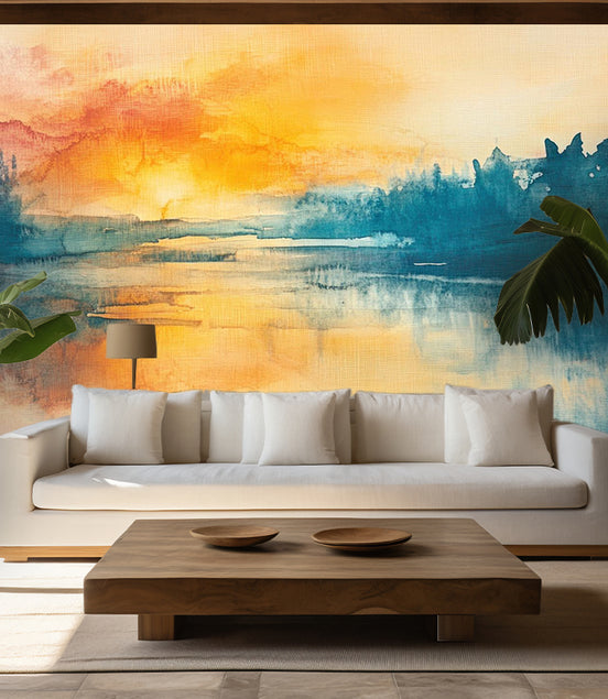 Lever de Soleil Aquatique Abstrait