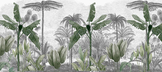 Oasis Tropicale en Noir et Blanc Sublimée