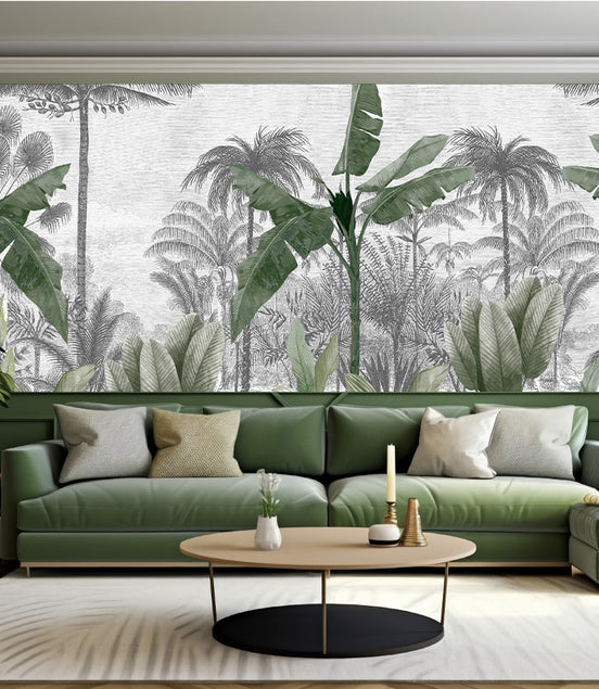 Oasis Tropicale en Noir et Blanc Sublimée