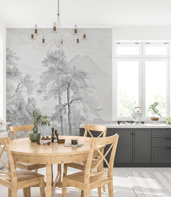 Paysage Forestier Brumeux en Grisaille