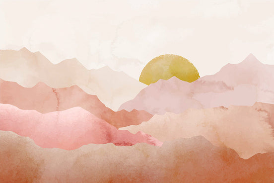 Paysage Montagneux au Coucher de Soleil