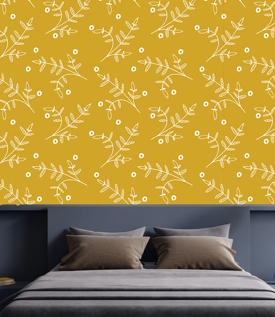 Rameaux Blancs sur Fond Jaune