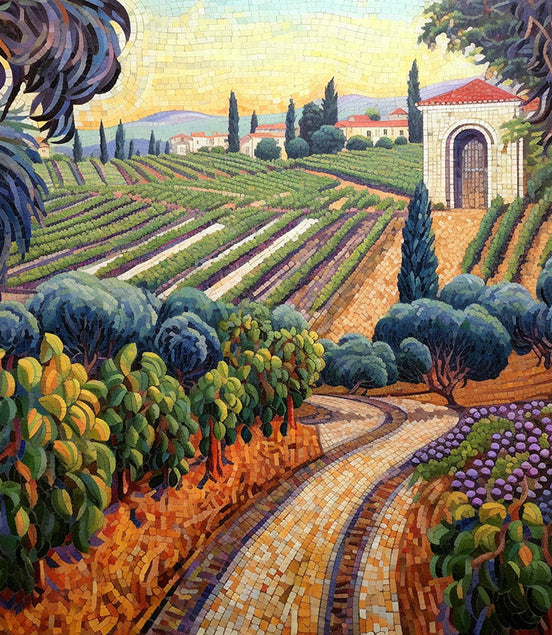 Vignoble Toscan au Coucher du Soleil