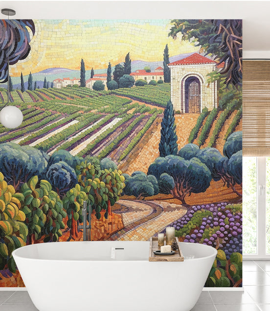 Vignoble Toscan au Coucher du Soleil