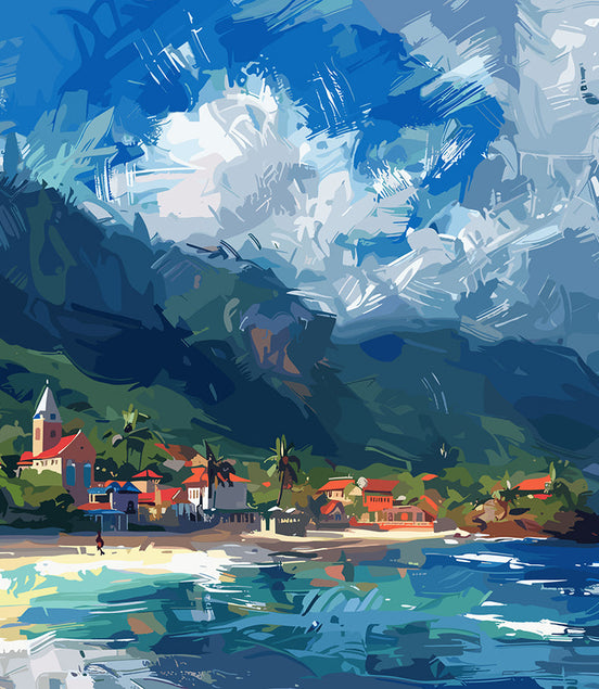 Village Côtier sous Ciel Dramatique